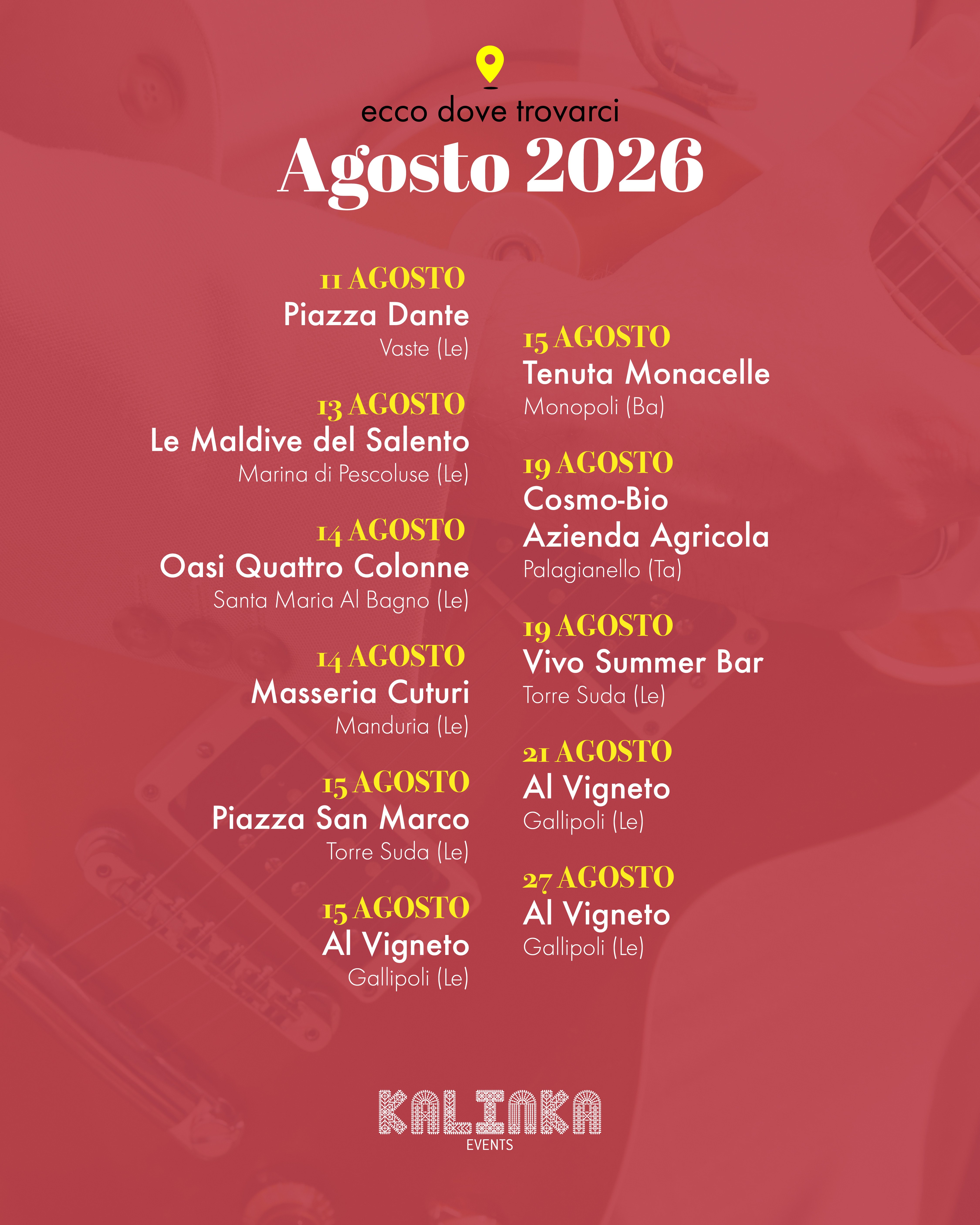 EVENTI AGOSTO 2026
